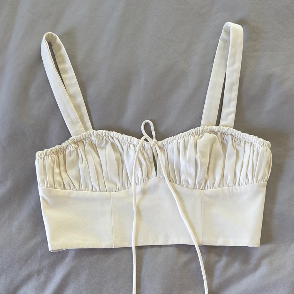 White Ruched Crop Top